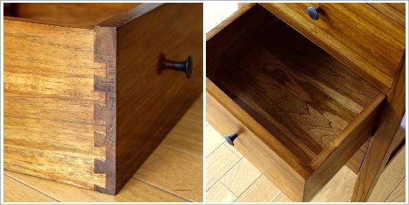 ウッド チェスト 木製 引き出し 5段 無垢材 国産 ビンテージ ブラウン