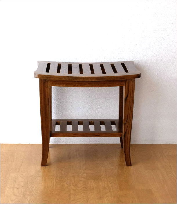 スツール おしゃれ 一人掛け 一人用 天然木 無垢材 下棚付き