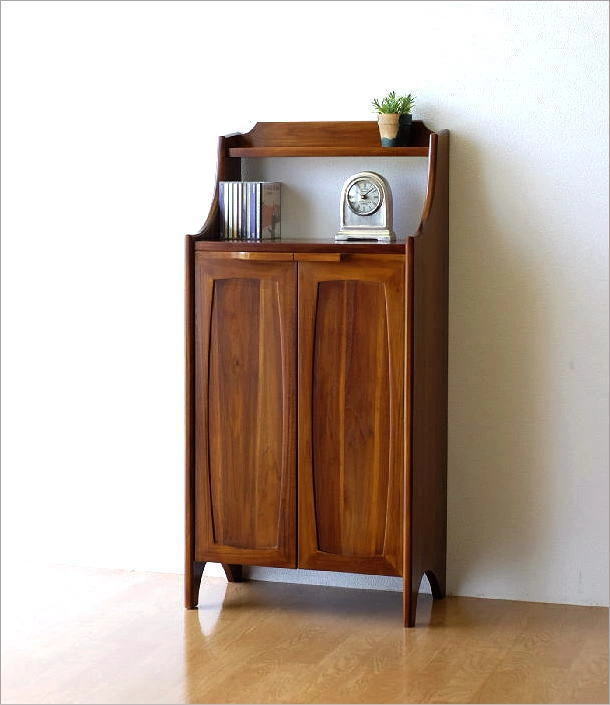 展示品　木製　シャビー　ハンドメイド　キャビネット　収納棚　食器棚　花台　電話台 キャビネット 電話台 ファックス台 FAX台 おしゃれ チーク 無垢材