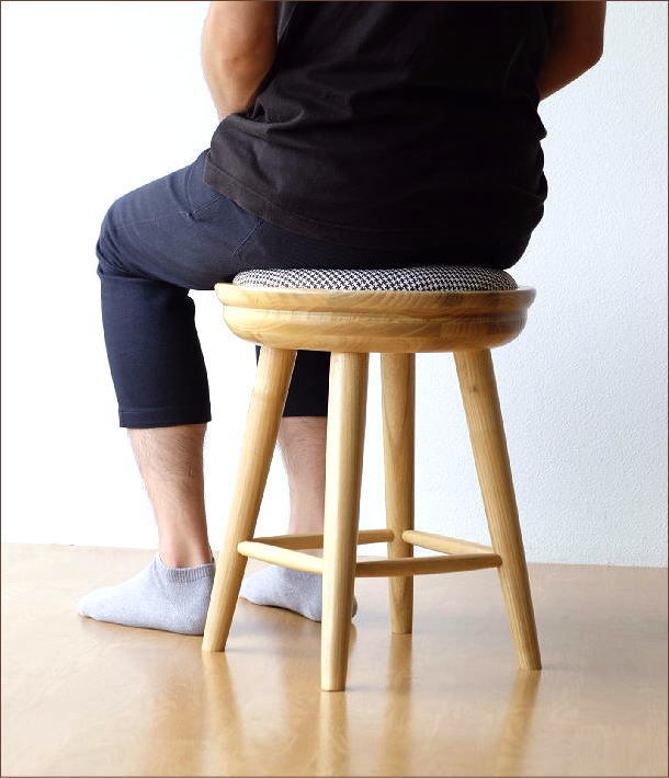 スツール 木製 丸椅子 おしゃれ クッション 玄関 キッチン 北欧