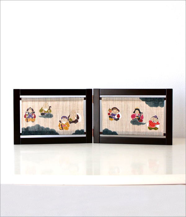 七福神 フレーム 置物 飾り 縁起物 正月 迎春 年中飾り 卓上 額縁 絵