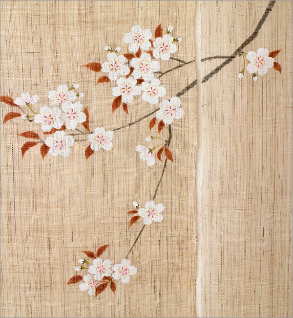 のれん 桜 麻 暖簾 手描き 間仕切り 目隠し 春 季節 桜柄 さくら 88