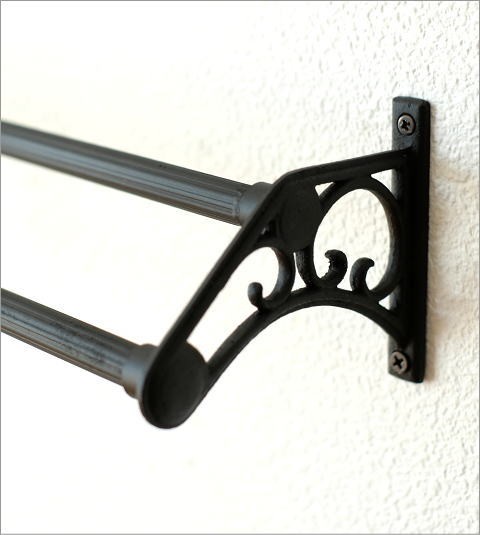 バスタオルハンガー 真鍮 壁掛け 2枚 バスタオル掛け タオルハンガー 2