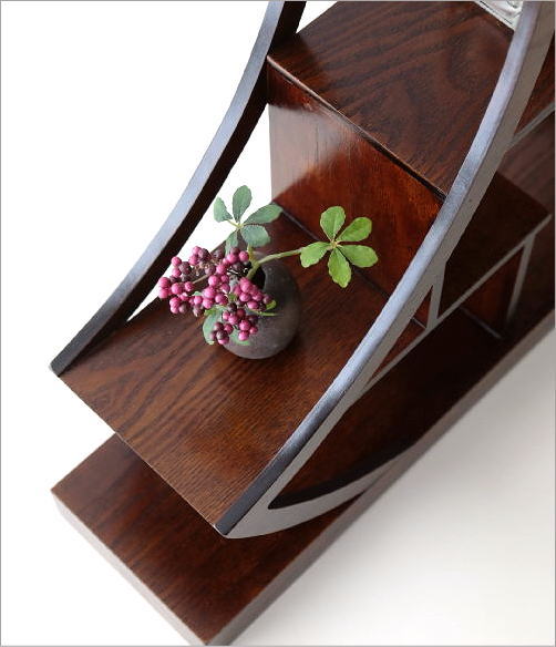 飾り棚 おしゃれ 和風 和室 床の間 月型 珍品棚 和家具 玄関 木製