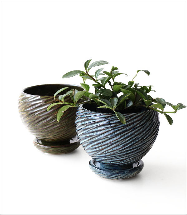 植木鉢 鉢カバー プランター セラミック 陶器 受け皿付き 観葉植物