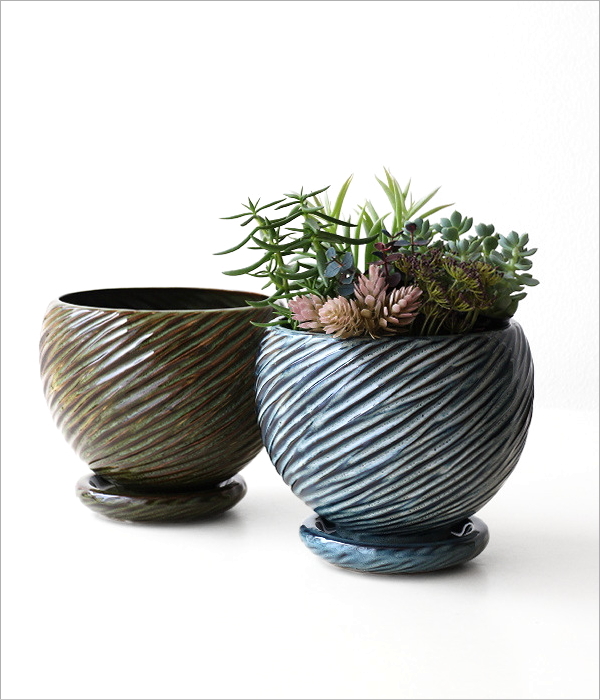 植木鉢 鉢カバー プランター セラミック 陶器 受け皿付き 観葉植物