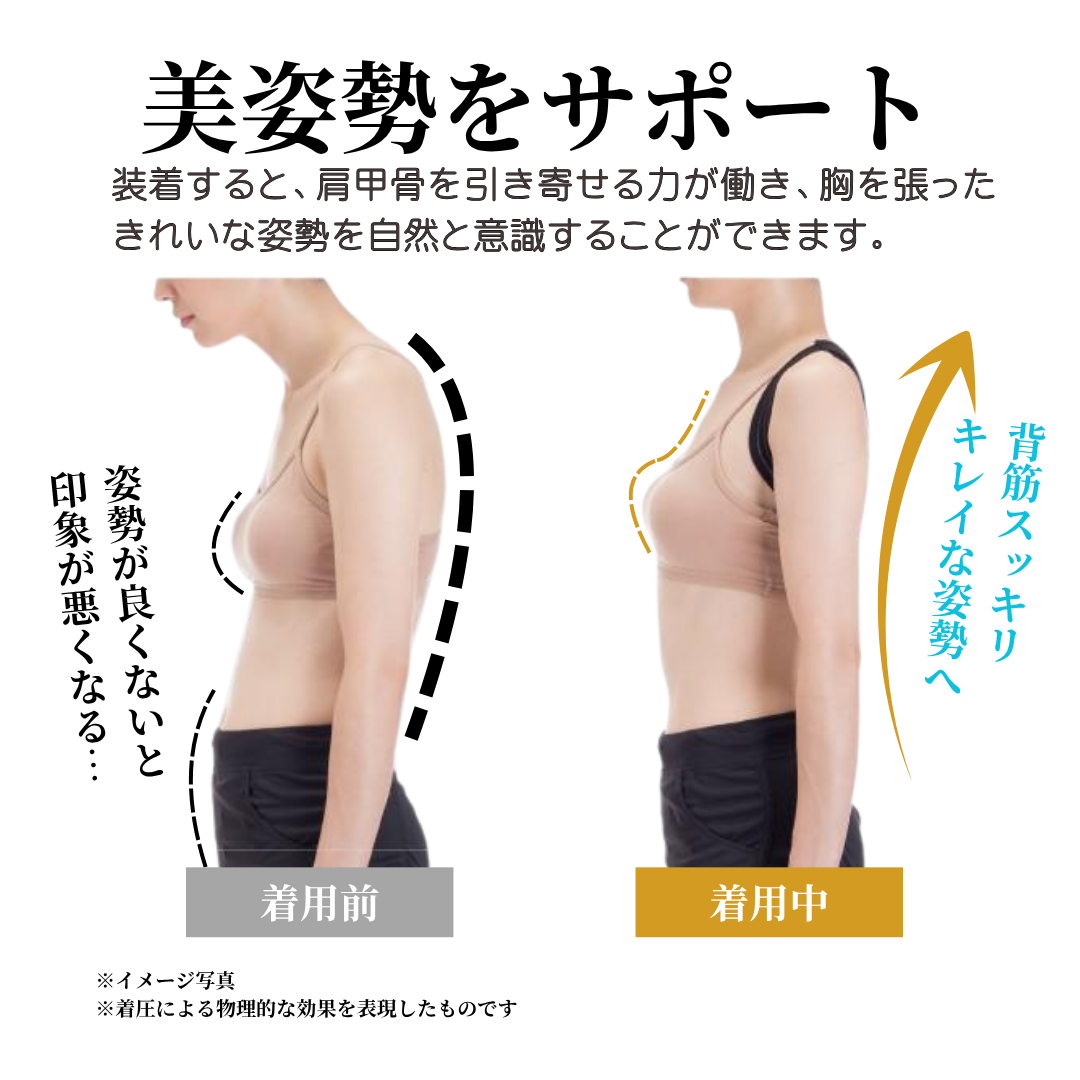 美姿勢 サポート 姿勢 背筋 好印象 姿勢矯正 猫背改善 ぽっこりお腹改善