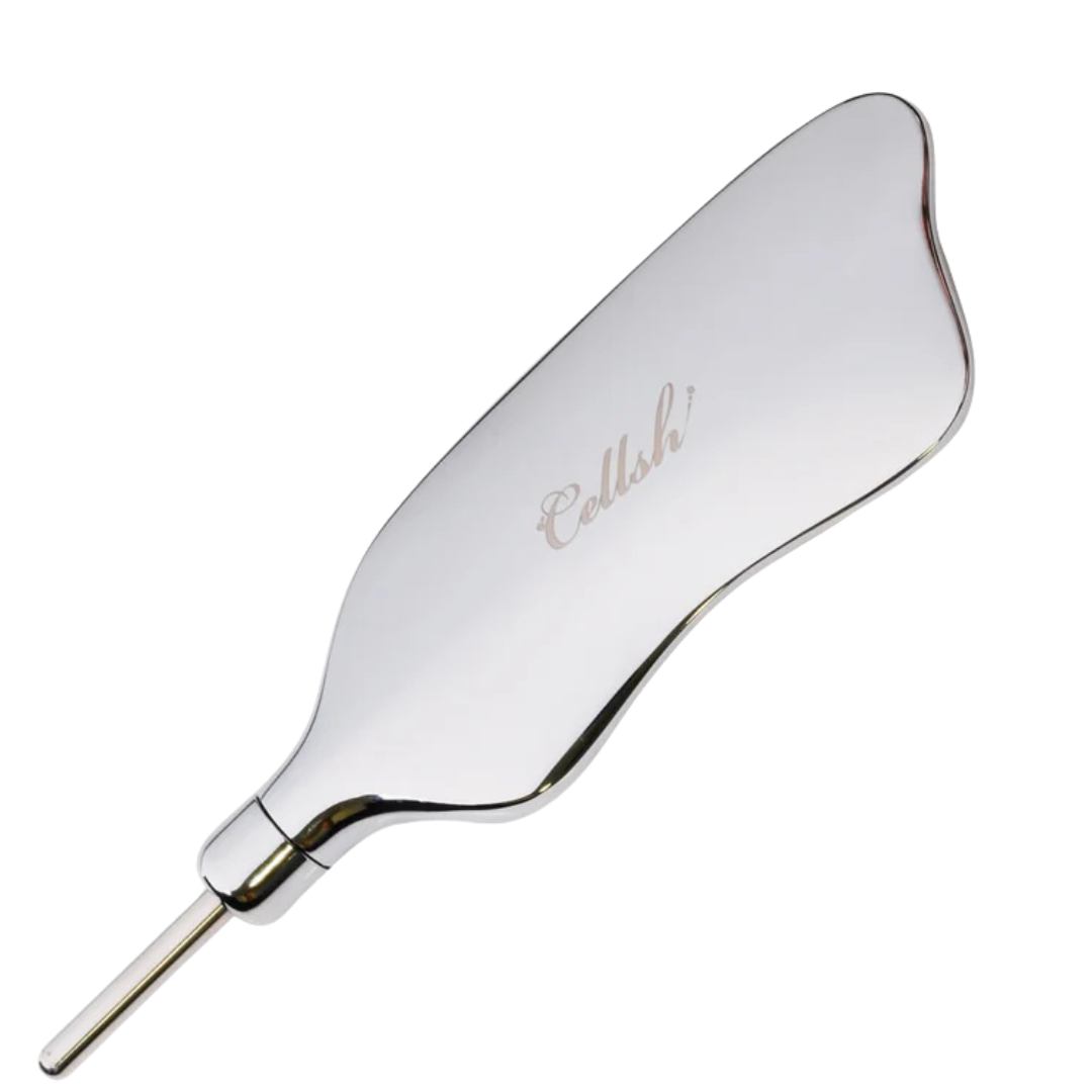 かっさ カッサ フェイスポインター トリプルロッド トリプルスティック ポスポス棒 ポスポス Cellsh フェイスマッサージ　かっさスティック フェイスローラー バネ式 使用イメージ モデル 小顔ケア むくみ解消 サイズ感