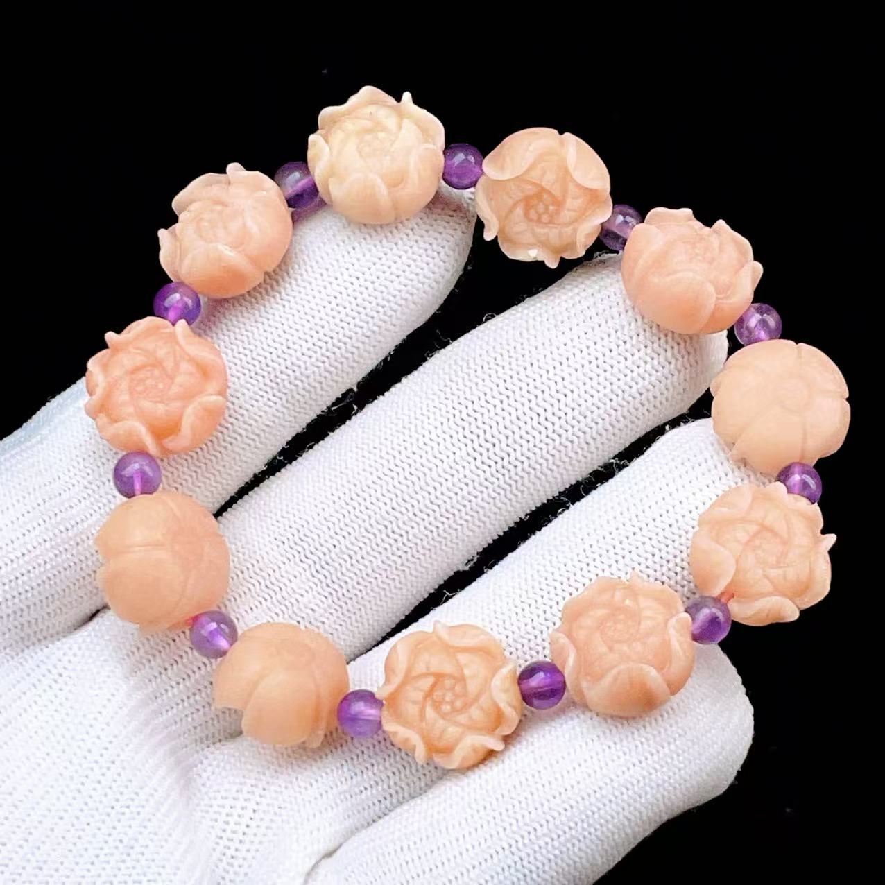 Yahoo! Yahoo!ショッピング(ヤフー ショッピング)PROME 天然石 一点物・特別色・特別仕様品・ソープストーン・丸玉の部分はアメジスト・イタリア産・ブレスレット 54506