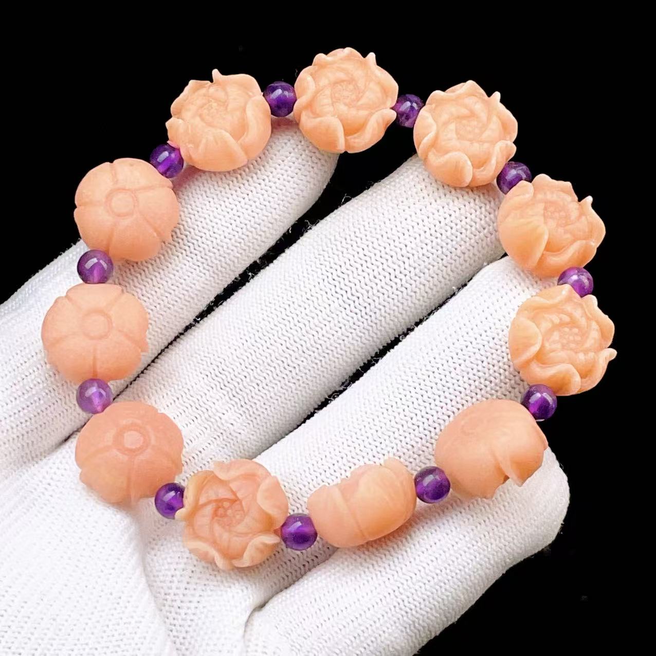 Yahoo! Yahoo!ショッピング(ヤフー ショッピング)PROME 天然石 一点物・特別色・特別仕様品・ソープストーン・丸玉の部分はアメジスト・イタリア産・ブレスレット 54507