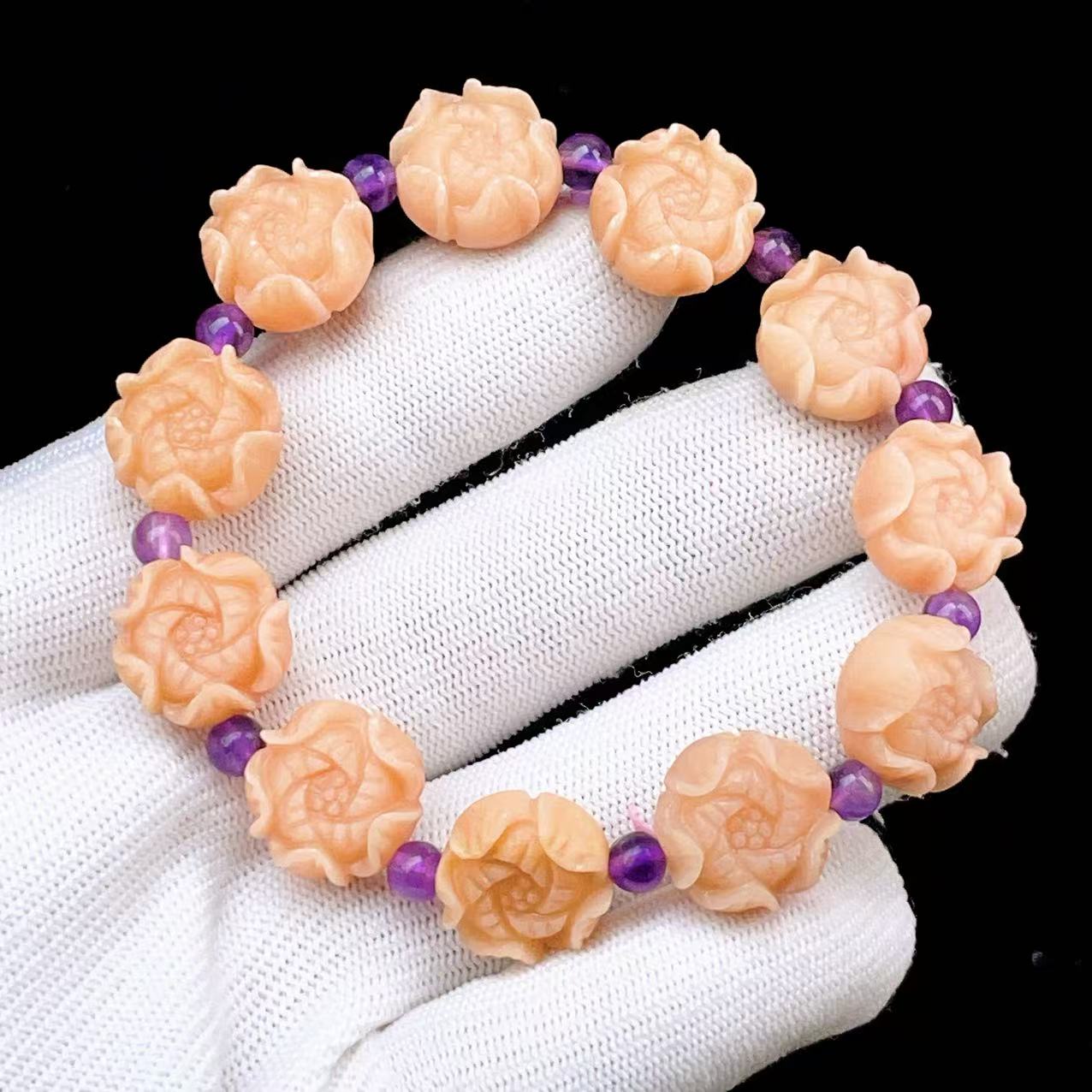 Yahoo! Yahoo!ショッピング(ヤフー ショッピング)PROME 天然石 一点物・特別色・特別仕様品・ソープストーン・丸玉の部分はアメジスト・イタリア産・ブレスレット 54510