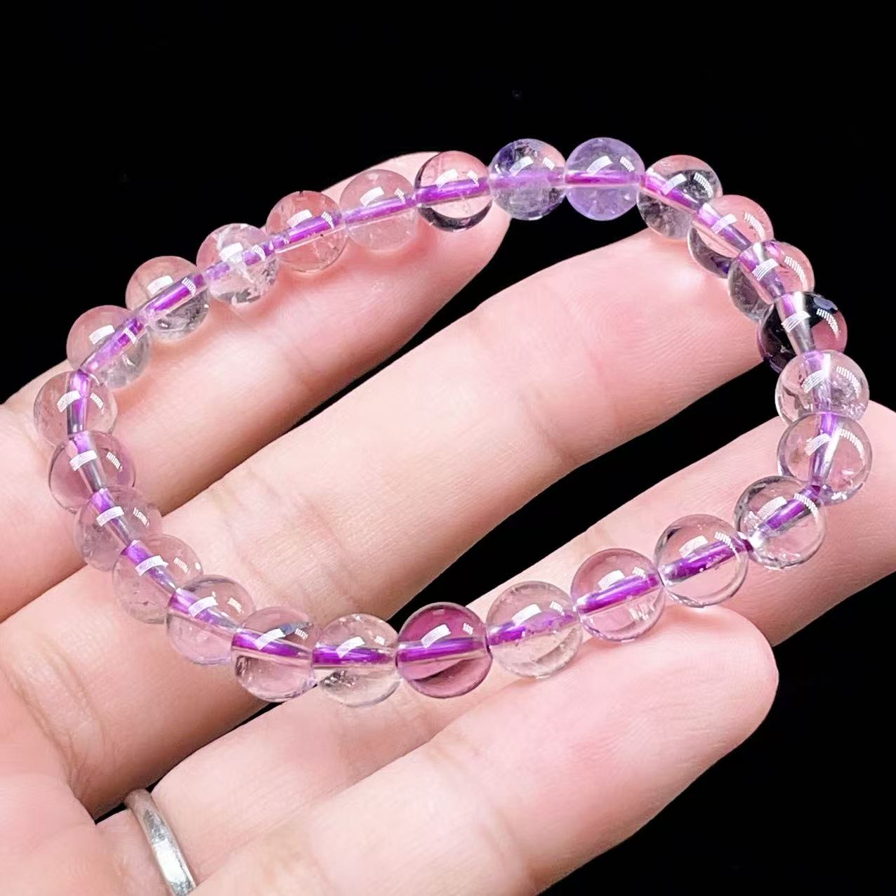 Yahoo! Yahoo!ショッピング(ヤフー ショッピング)PROME 天然石【一点物】【希少透明】エレスチャルアメジスト・アメジストファントム・内包物あり・ブラジル産・ブレスレット v57085