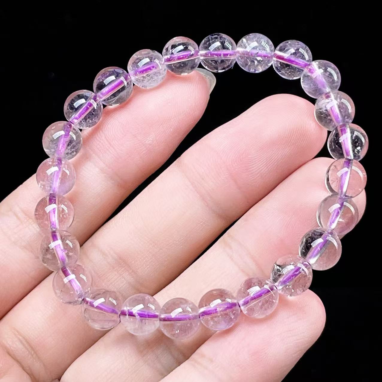 Yahoo! Yahoo!ショッピング(ヤフー ショッピング)PROME 天然石【一点物】【希少透明】エレスチャルアメジスト・アメジストファントム・内包物あり・ブラジル産・ブレスレット v57094