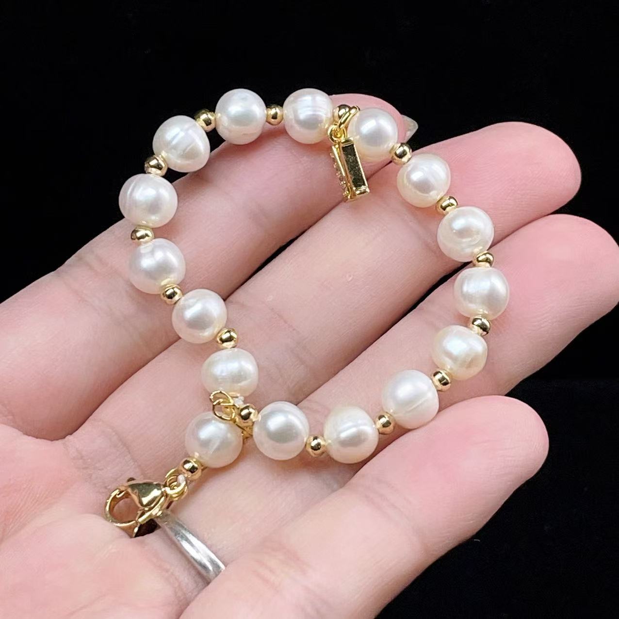 Yahoo! Yahoo!ショッピング(ヤフー ショッピング)PROME 天然石  【一点物】上品 淡水パール レディース ゴールドカラー 金具付き 真珠 アクセサリー 結婚式 フォーマル プレゼントブレスレット V57371