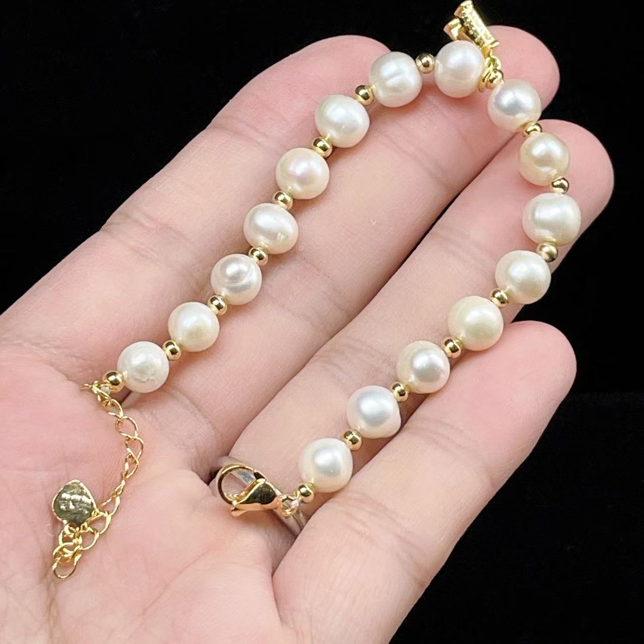 Yahoo! Yahoo!ショッピング(ヤフー ショッピング)PROME 天然石  【一点物】上品 淡水パール レディース ゴールドカラー 金具付き 真珠 アクセサリー 結婚式 フォーマル プレゼントブレスレット V57373