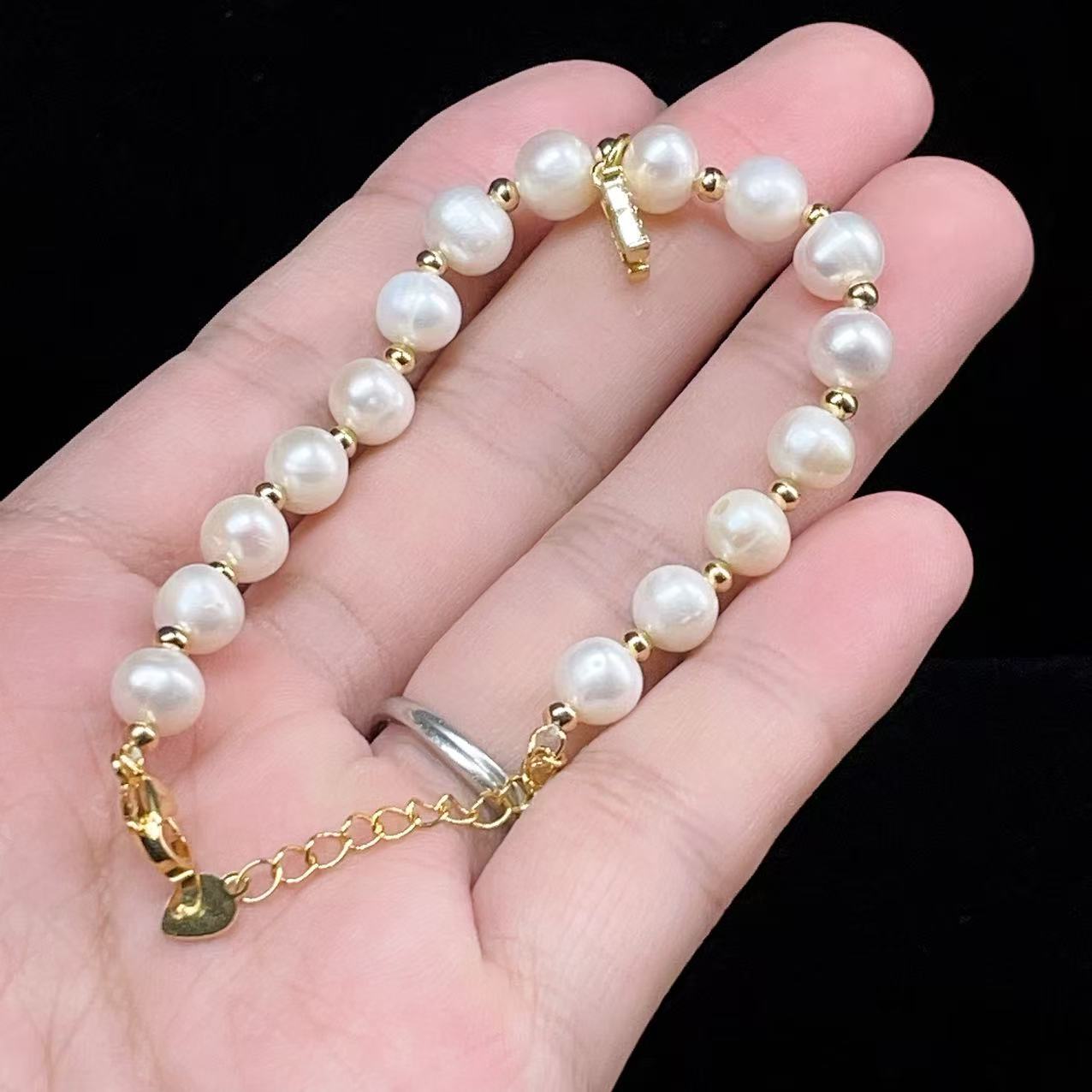 Yahoo! Yahoo!ショッピング(ヤフー ショッピング)PROME 天然石  【一点物】上品 淡水パール レディース ゴールドカラー 金具付き 真珠 アクセサリー 結婚式 フォーマル プレゼントブレスレット V57374