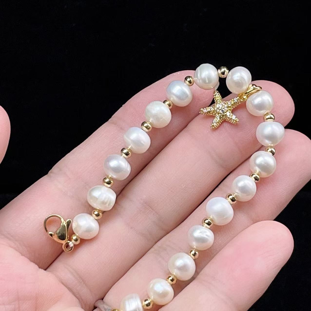 Yahoo! Yahoo!ショッピング(ヤフー ショッピング)PROME 天然石  【一点物】上品 淡水パール レディース ゴールドカラー 金具付き 真珠 アクセサリー 結婚式 フォーマル プレゼントブレスレット V57388