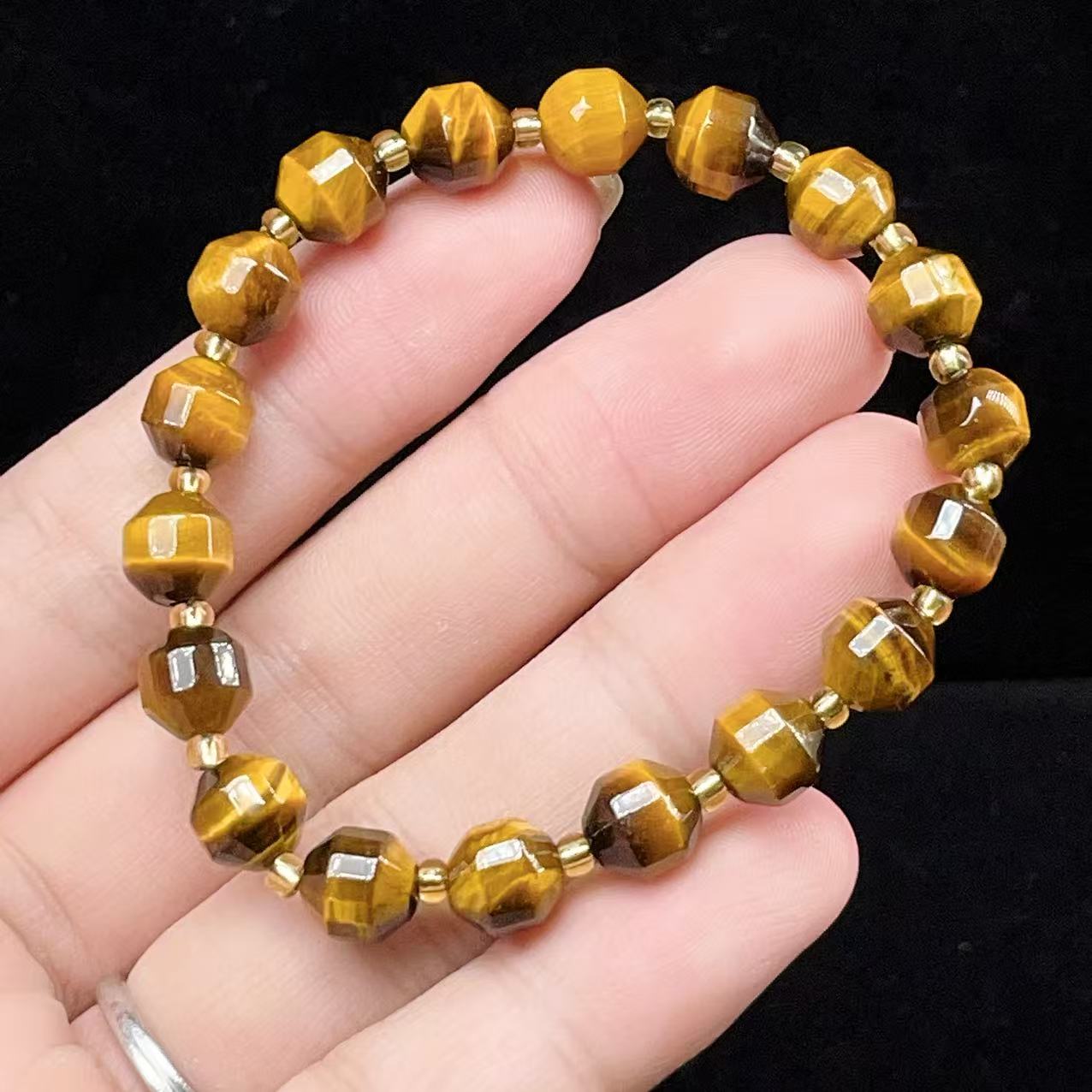 Yahoo! Yahoo!ショッピング(ヤフー ショッピング)PROME 天然石 【一点物】高品質・イエロータイガーアイ・多面カット・南アフリカ産・レディース・金運・魔除け・ブレスレットV57399