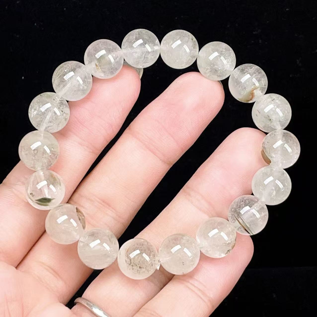 Yahoo! Yahoo!ショッピング(ヤフー ショッピング)PROME 天然石【一点物】高品質・ガーデンクォーツ・苔入り水晶・アイリスクォーツ・仕事運・財運・商売繁盛・ブラジル産・ブレスレット・ v57940