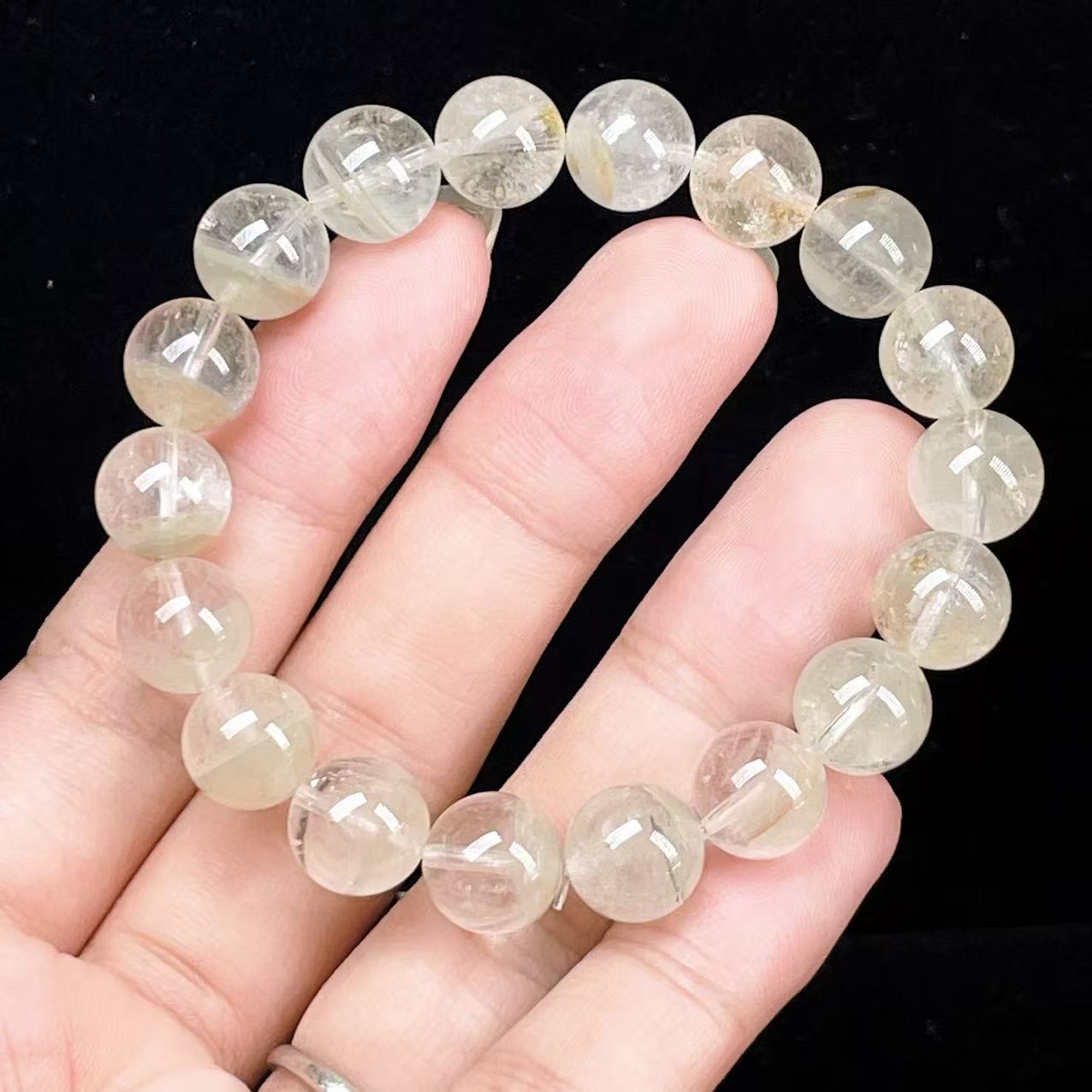 Yahoo! Yahoo!ショッピング(ヤフー ショッピング)PROME 天然石【一点物】高品質・ガーデンクォーツ・苔入り水晶・アイリスクォーツ・仕事運・財運・商売繁盛・ブラジル産・ブレスレット・ v57944