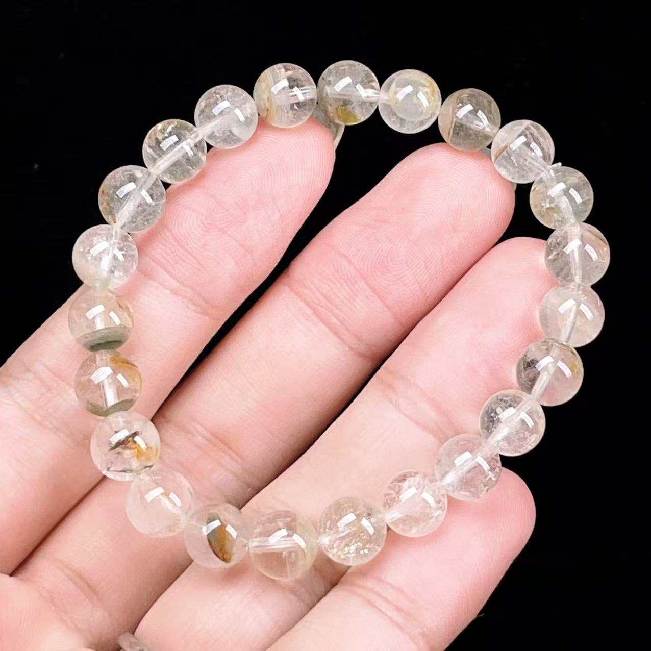 Yahoo! Yahoo!ショッピング(ヤフー ショッピング)PROME 天然石【一点物】高品質・ガーデンクォーツ・苔入り水晶・アイリスクォーツ・仕事運・財運・商売繁盛・ブラジル産・ブレスレット・ v57953