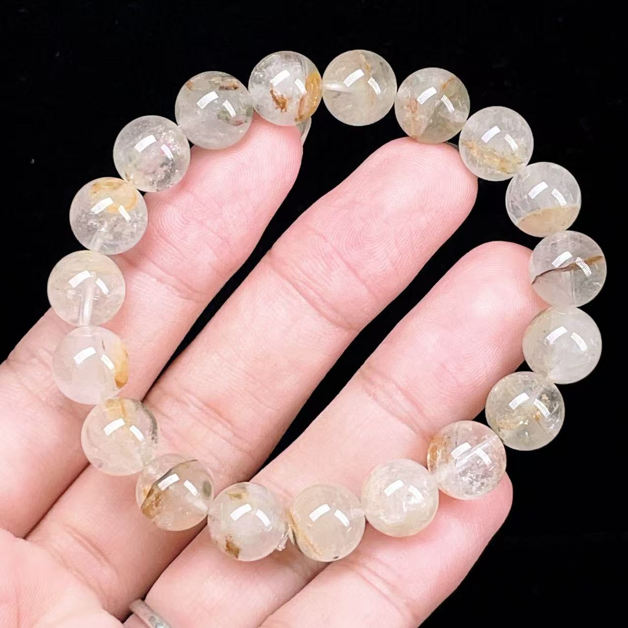 Yahoo! Yahoo!ショッピング(ヤフー ショッピング)PROME 天然石【一点物】高品質・ガーデンクォーツ・苔入り水晶・アイリスクォーツ・仕事運・財運・商売繁盛・ブラジル産・ブレスレット・ v57954