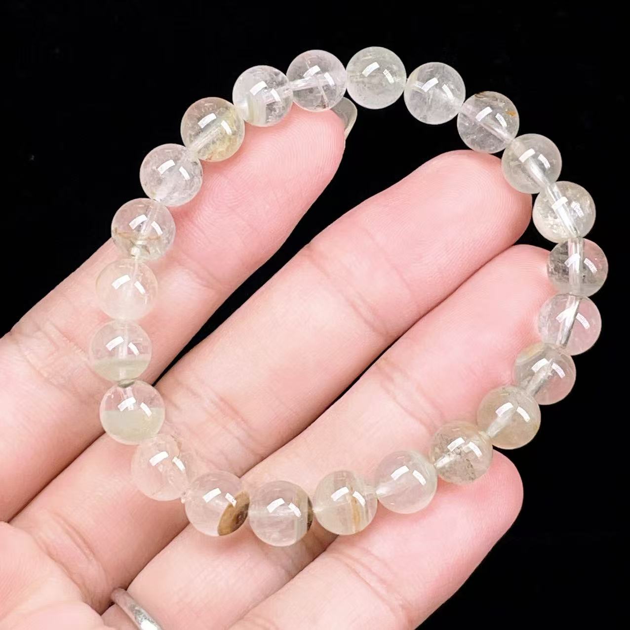 Yahoo! Yahoo!ショッピング(ヤフー ショッピング)PROME 天然石【一点物】高品質・ガーデンクォーツ・苔入り水晶・アイリスクォーツ・仕事運・財運・商売繁盛・ブラジル産・ブレスレット・ v57956