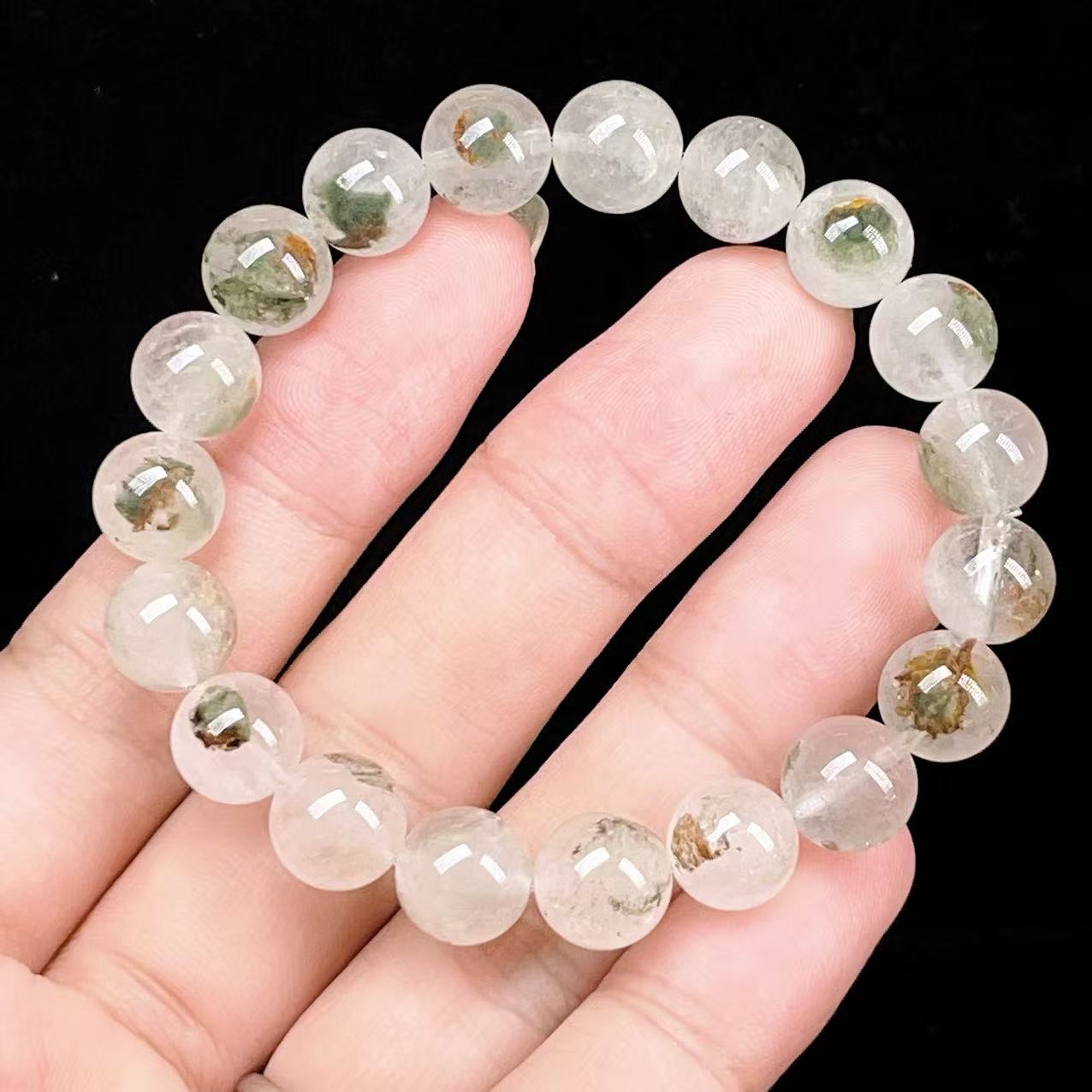 Yahoo! Yahoo!ショッピング(ヤフー ショッピング)PROME 天然石【一点物】高品質・ガーデンクォーツ・苔入り水晶・アイリスクォーツ・仕事運・財運・商売繁盛・ブラジル産・ブレスレット・ v57963