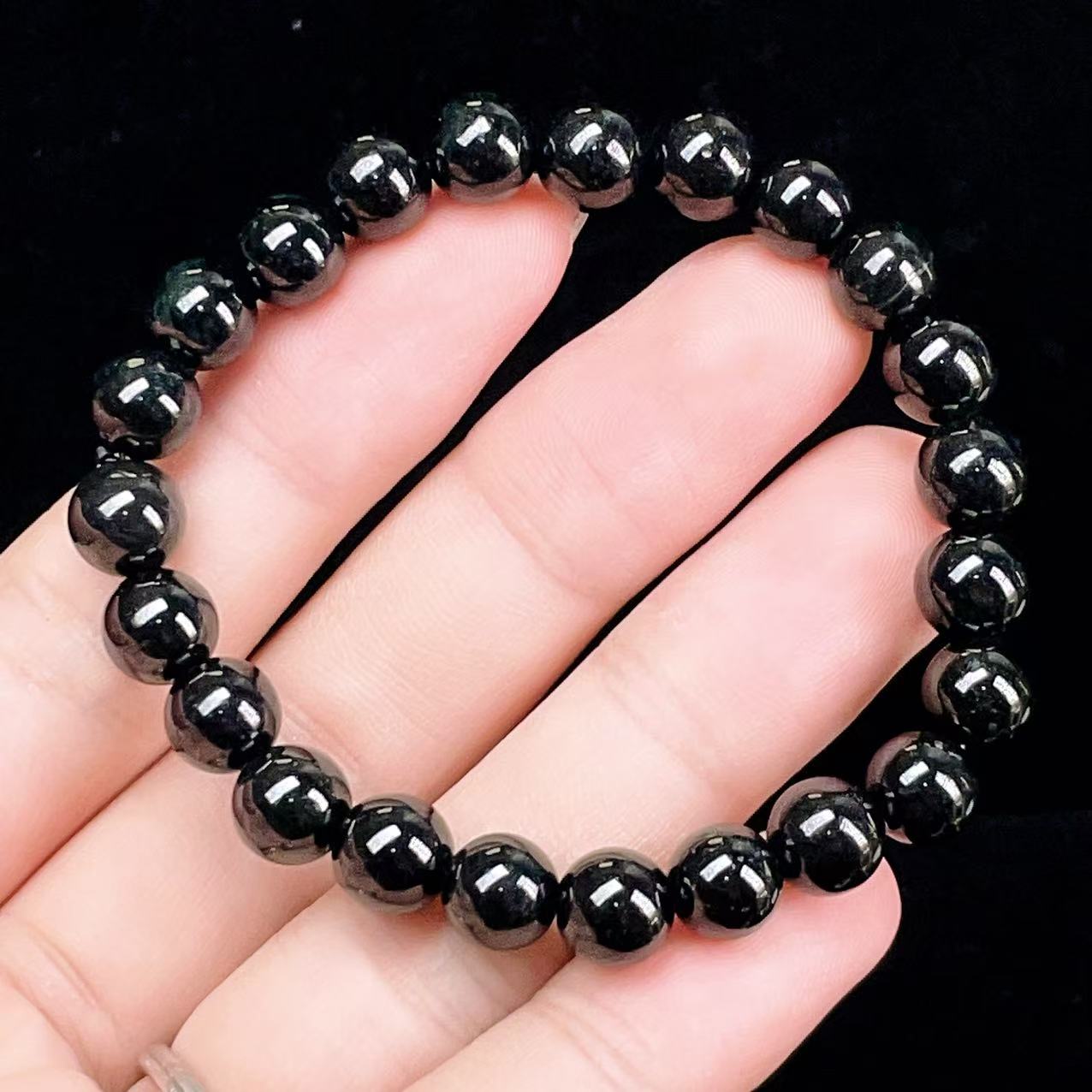 ★モスブラックビルマ翡翠 13ミリ珠 ブレスレットA(珍品！) 黒翡翠のおすすめ人気商品一覧 通販 - Yahoo!ショッピング