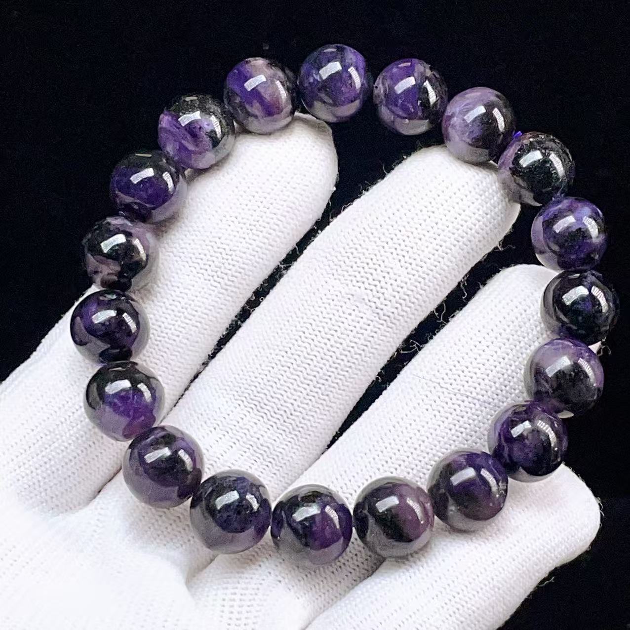 Yahoo! Yahoo!ショッピング(ヤフー ショッピング)PROME 天然石【一点物】希少鉱・再入荷困難・エジリン共生鉱・チャロアイト・ブラックチャロアイト・ロシア産・ブレスレット・v59209