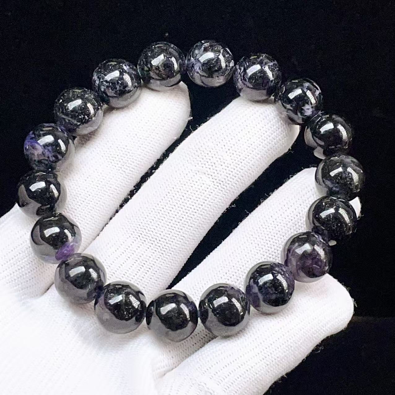 Yahoo! Yahoo!ショッピング(ヤフー ショッピング)PROME 天然石【一点物】希少鉱・再入荷困難・エジリン共生鉱・チャロアイト・ブラックチャロアイト・ロシア産・ブレスレット・v59218