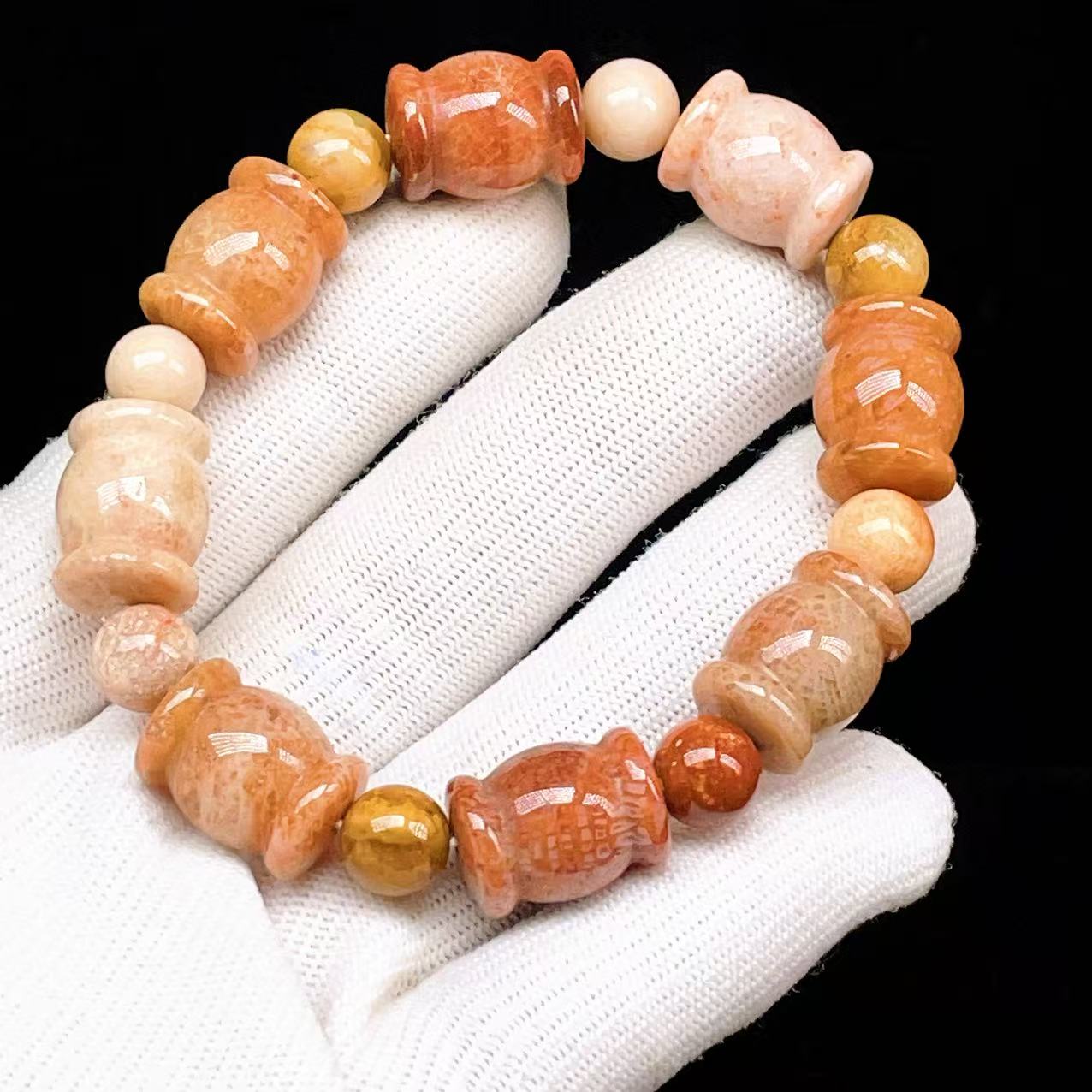 Yahoo! Yahoo!ショッピング(ヤフー ショッピング)PROME 天然石【一点物】フォシルコーラル・Fossil coral・化石珊瑚・インドネシア産・ブレスレット・ギフト用・v60440