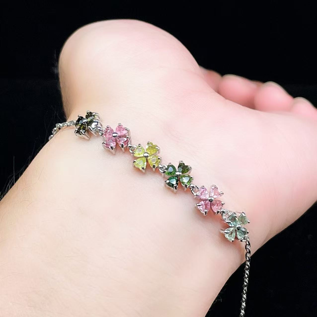 Yahoo! Yahoo!ショッピング(ヤフー ショッピング)PROME 天然石 特別仕様品・一点物・トルマリン・白銅・フリーサイズ・「ブレスレット兼アンクレット 2WAYデザイン」v61106