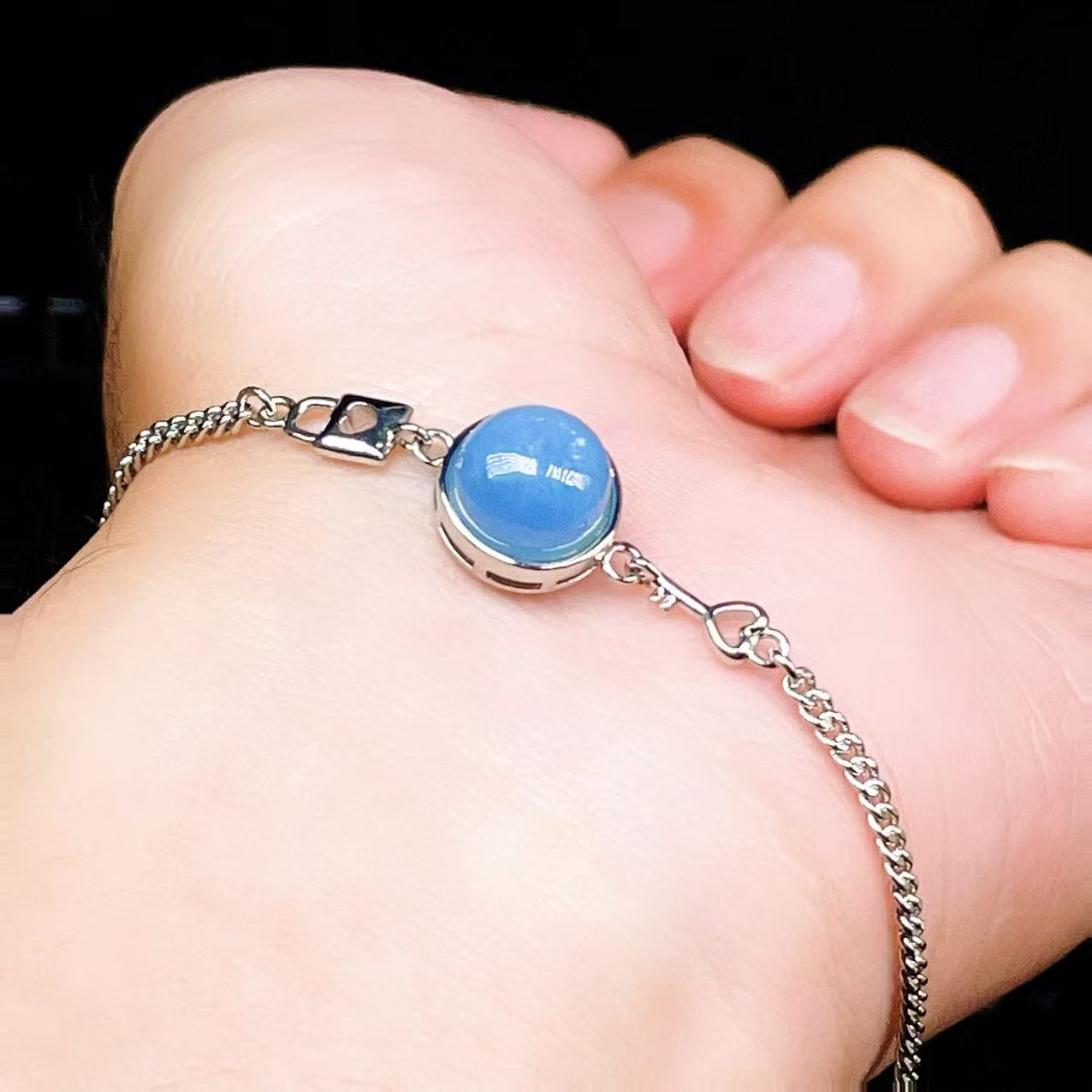 Yahoo! Yahoo!ショッピング(ヤフー ショッピング)PROME 天然石【一点物】特別仕様品・アクアマリン・白銅・フリーサイズ・「ブレスレット兼アンクレット 2WAYデザイン」v61359