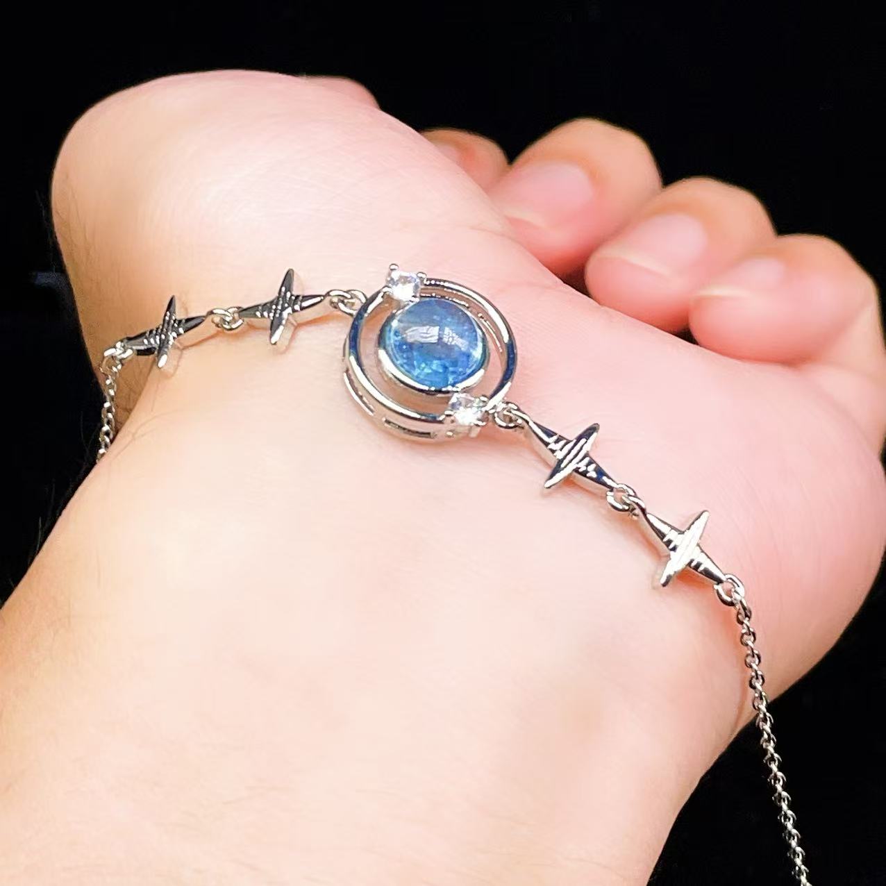 Yahoo! Yahoo!ショッピング(ヤフー ショッピング)PROME 天然石【一点物】特別仕様品・アクアマリン・白銅・フリーサイズ・「ブレスレット兼アンクレット 2WAYデザイン」v61378