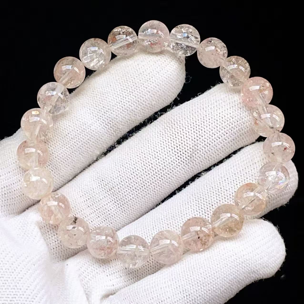 PROME 天然石【一点物】高品質・再入荷困難・アイスクリスタル・マニカラン水晶・蝕像水晶・マニカラン産・ブレスレット ・V63436