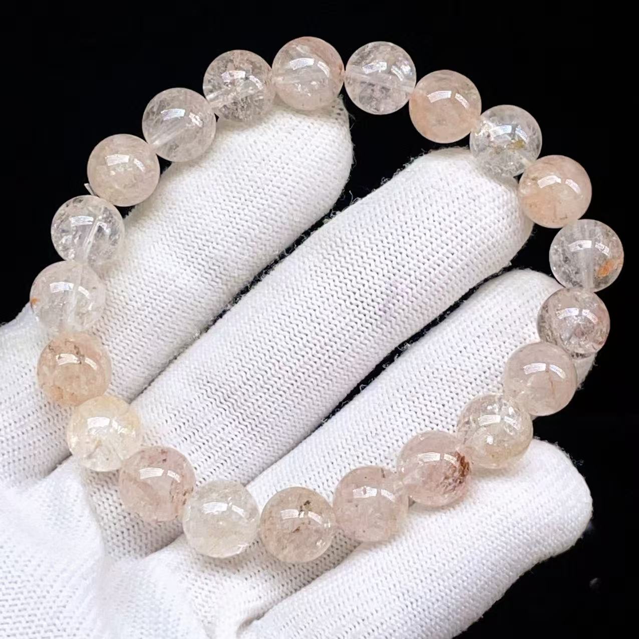 PROME 天然石【一点物】高品質・再入荷困難・アイスクリスタル・マニカラン水晶・蝕像水晶・マニカラン産・ブレスレット ・V63448