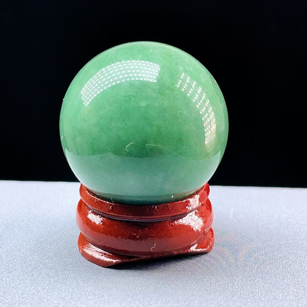 PROME 天然石【一点物】 アベンチュリン・28-32mm・インド産・スフィア・専用台座付き  v64759