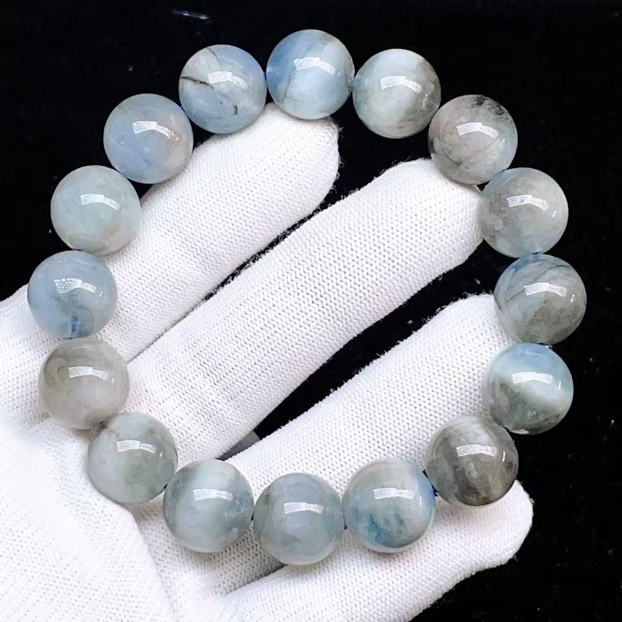 PROME 天然石 一点物・高品質・再入荷困難・特別色・モスアクアマリン・Moss Aquamarine・ブラックスターアクアマリン・ブラジル産・ブレスレット・ v65771
