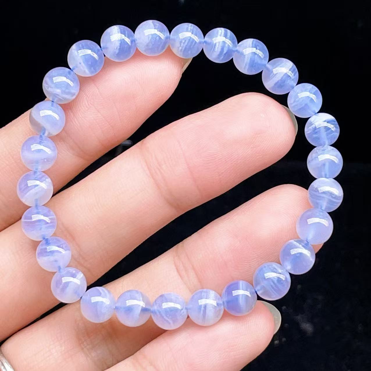 PROME 天然石【一点物】高品質・ブルーレースアゲート・空色縞瑪瑙