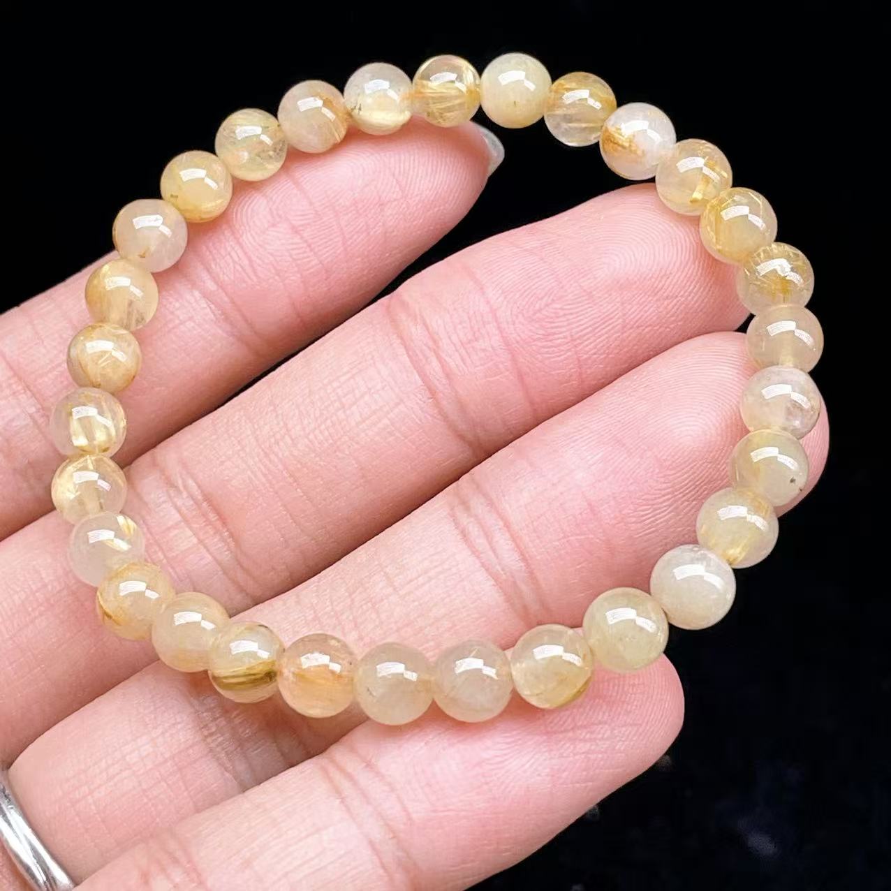 ブラジル産 タイチンルチル ブレスレット② PROME 天然石 【一点物】ゴールデンルチルクォーツ・タイチンルチル