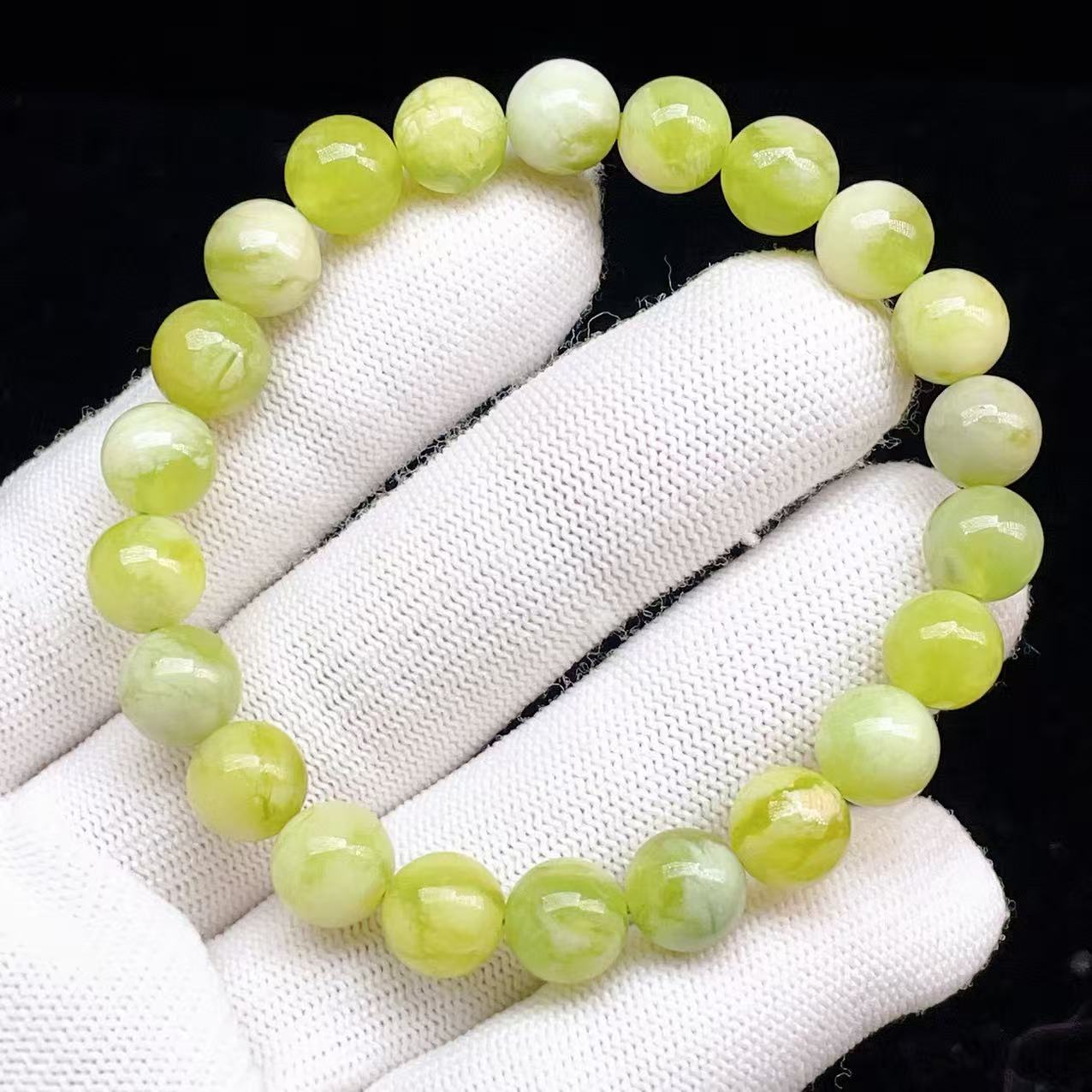 PPROME 天然石【一点物】高品質・ミルキーサーペンティン・アンチゴライト・中国産・ブレスレット ・v70229