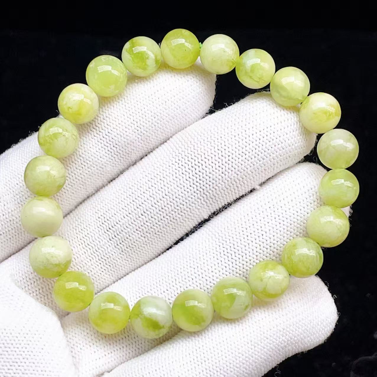 PPROME 天然石【一点物】高品質・ミルキーサーペンティン・アンチゴライト・中国産・ブレスレット ・v70241