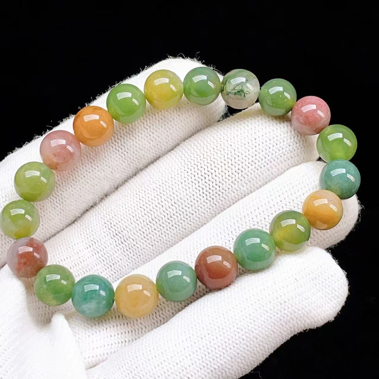天然石ブレスレット（モスアゲート） モスアゲート ジャスパー ブレスレット 苔瑪瑙 緑 赤 レア 天然石