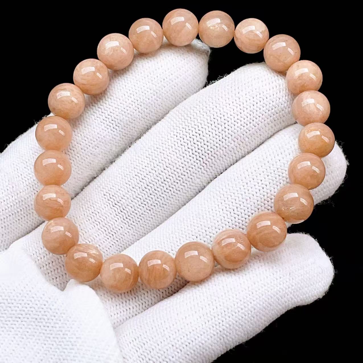 PROME 天然石【一点物】縞模様・オレンジムーンストーン・アメリカ産・ブレスレット・v72082