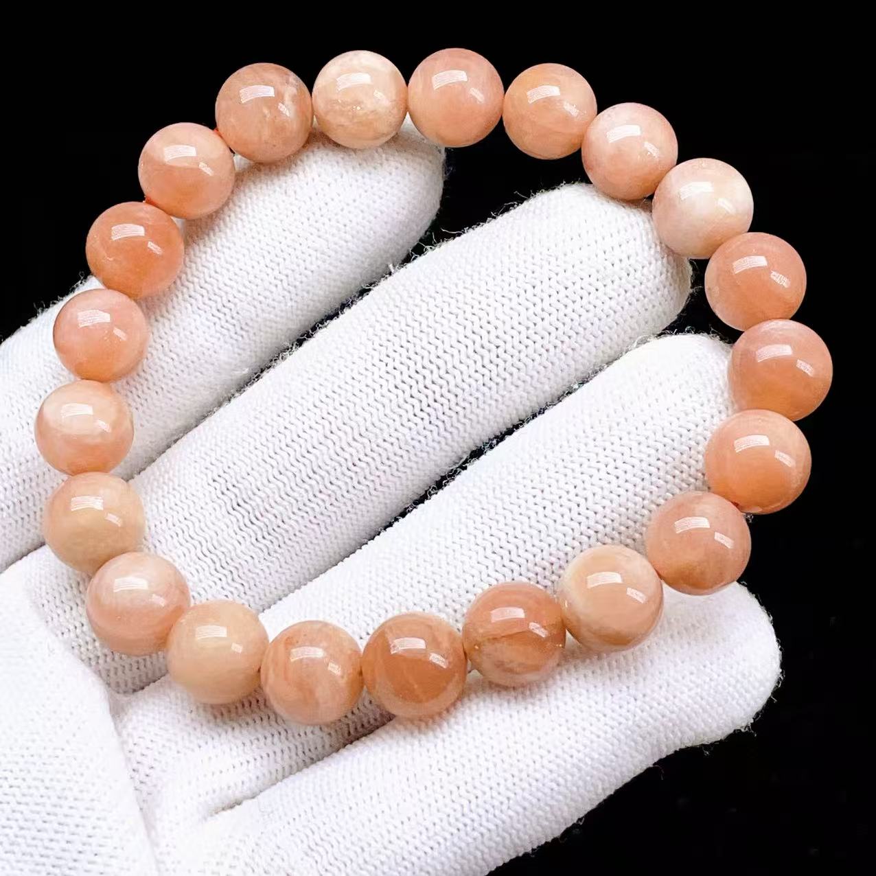 PROME 天然石【一点物】アベンチュレッセンス・オレンジムーンストーン・スリランカ産・ブレスレット・v72684
