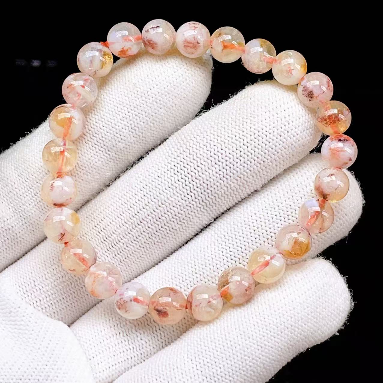 ピンクエンジェルラダー　17ミリ　デザイン　ブレスレット　天然石 PROME 天然石【一点物】希少鉱・エンジェルラダー入り ディス
