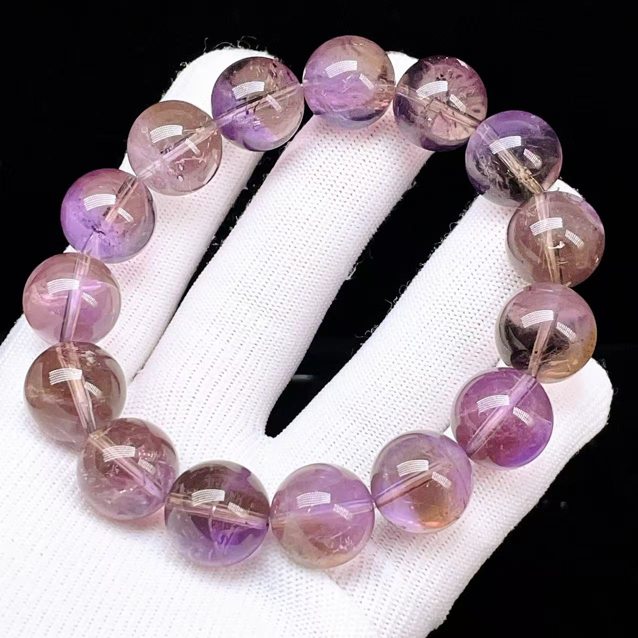 PROME 天然石【一点物】高品質・深色ナチュラルアメトリン・天然色原鉱希少／再入荷困難（人工処理なし）・ブラジル産・ブレスレット・v74148の画像