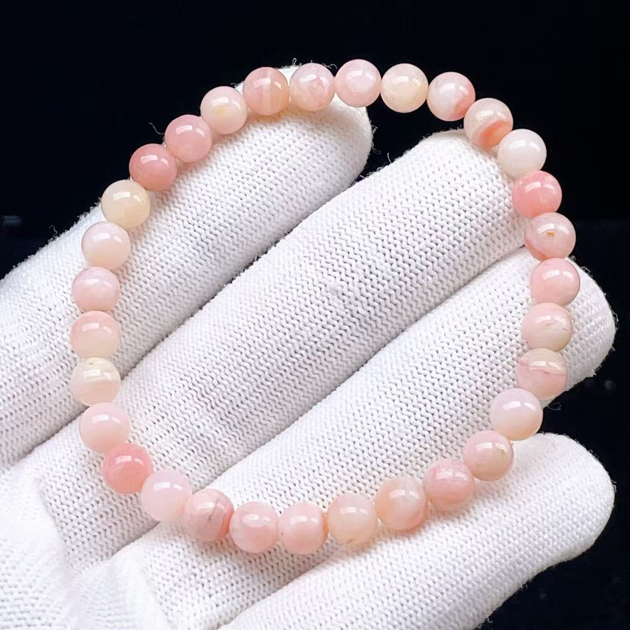 PROME 天然石【一点物】高品質・特別色・バイカラー・ピンクオパール・ペルー産・ブレスレット ・v75667