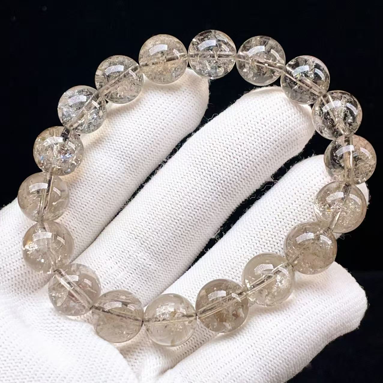 PROME 天然石【一点物】高品質・虹入り・レインボー・スモーキークォーツ（アイリス）・ブラジル産・ブレスレット・V76589